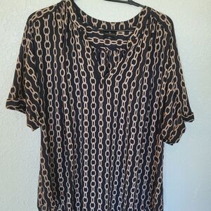 Worthington Chain Pattern Blouse in Black and Tan